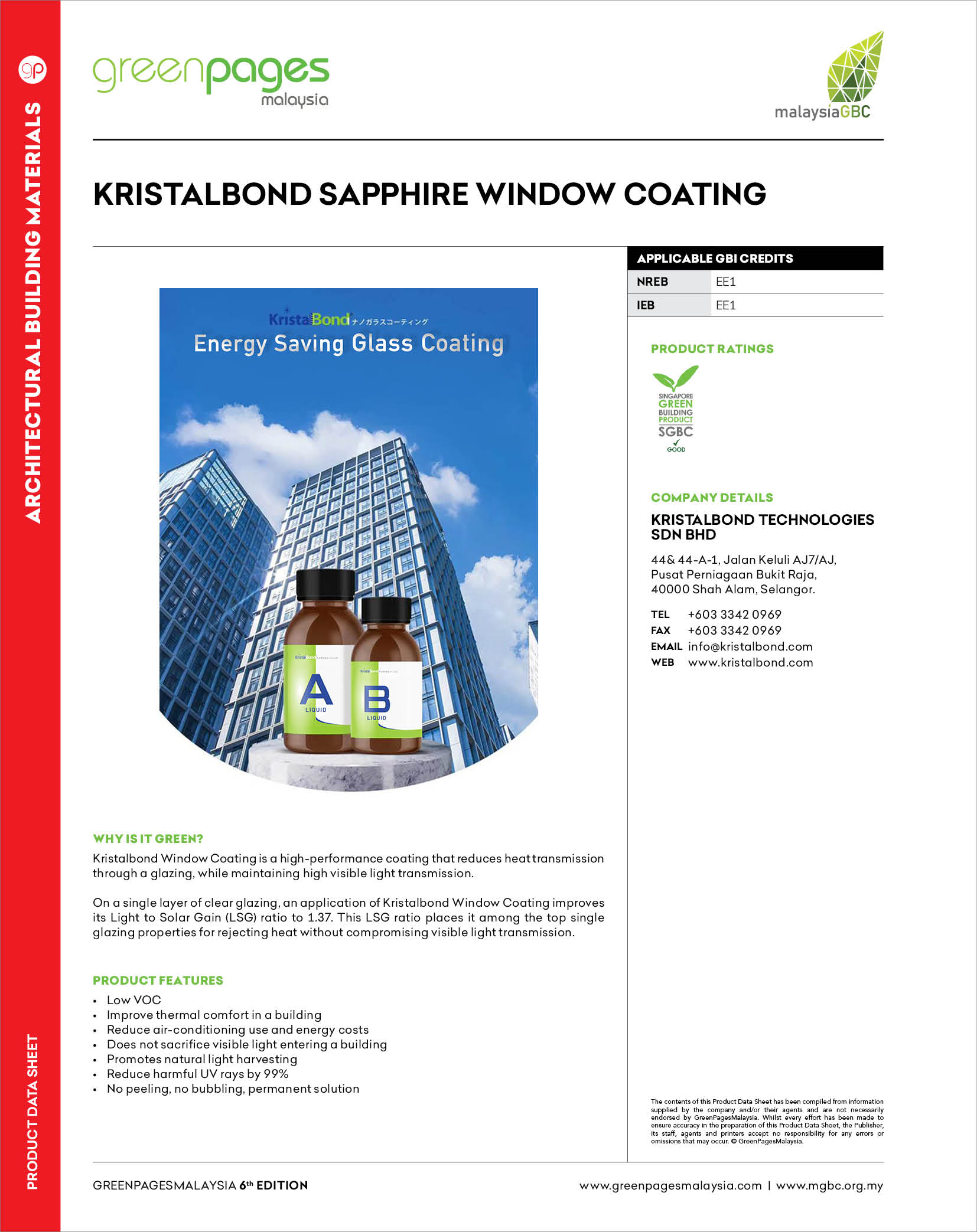 Kristalbond Sapphire Window Coating – GreenPagesMalaysia